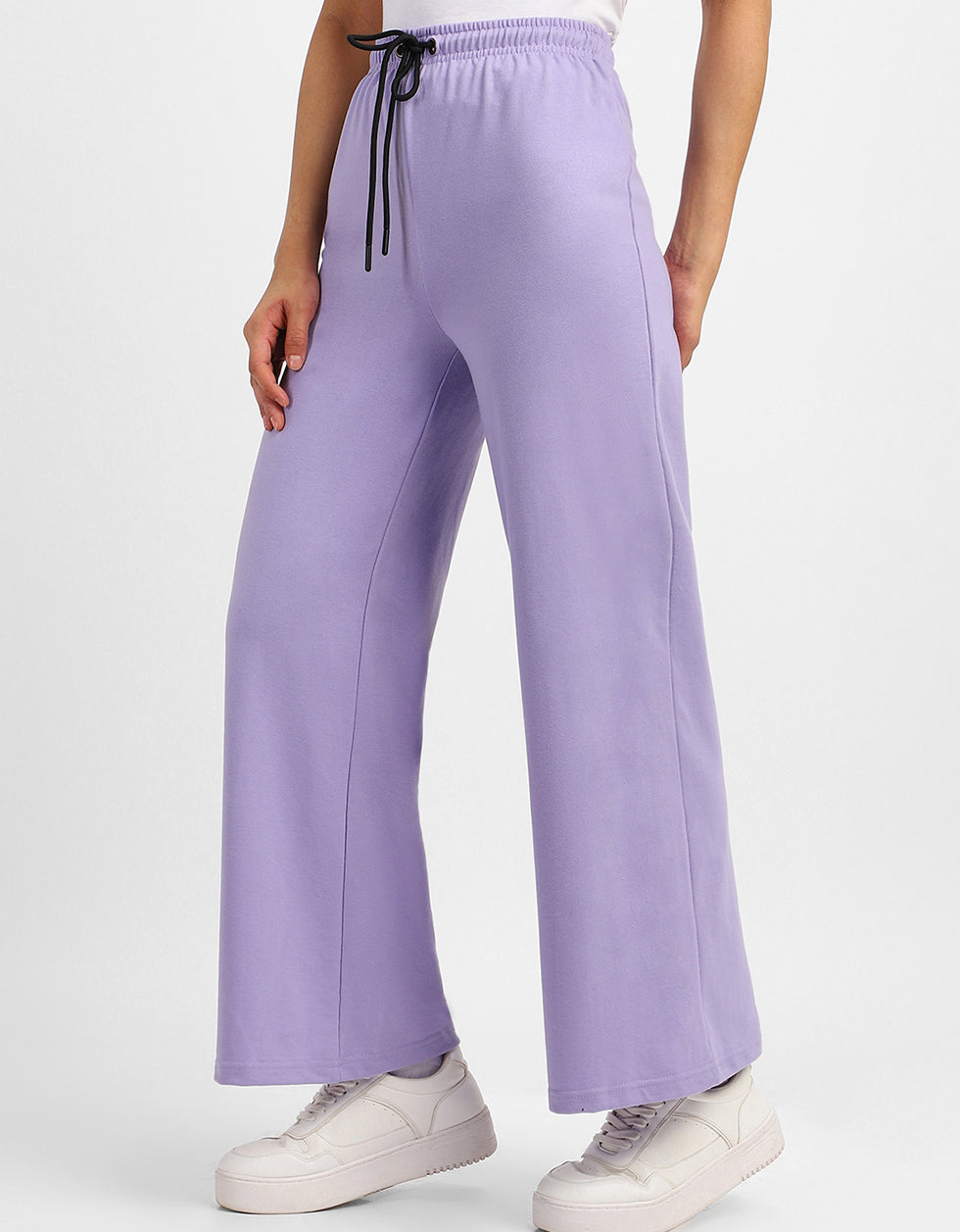 Lilac Plain Wide Leg Track Pant