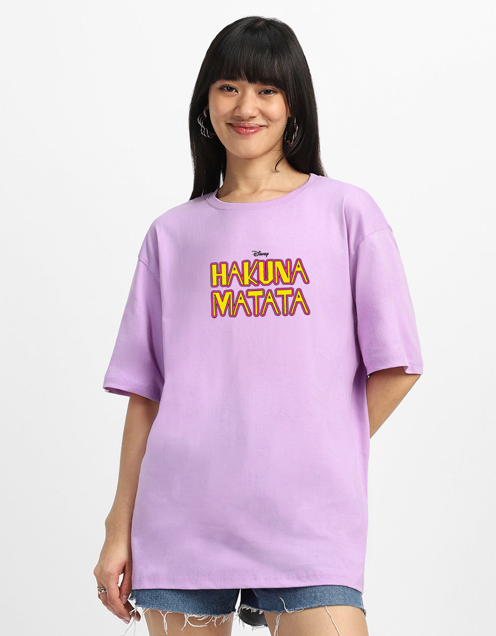 Hakuna Matata Lilac Oversized Graphic T-Shirt