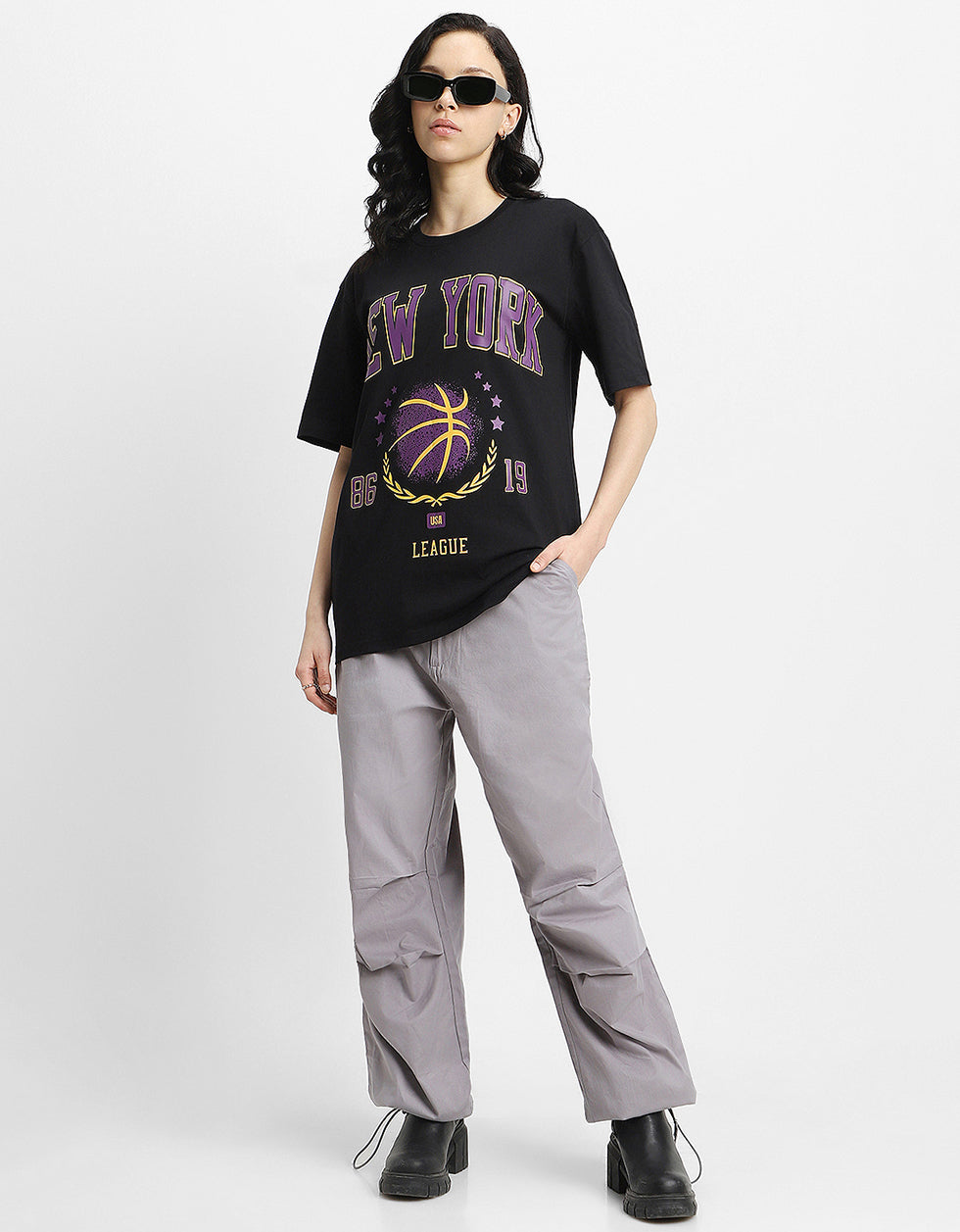 New York Black Oversized Graphic T-Shirt