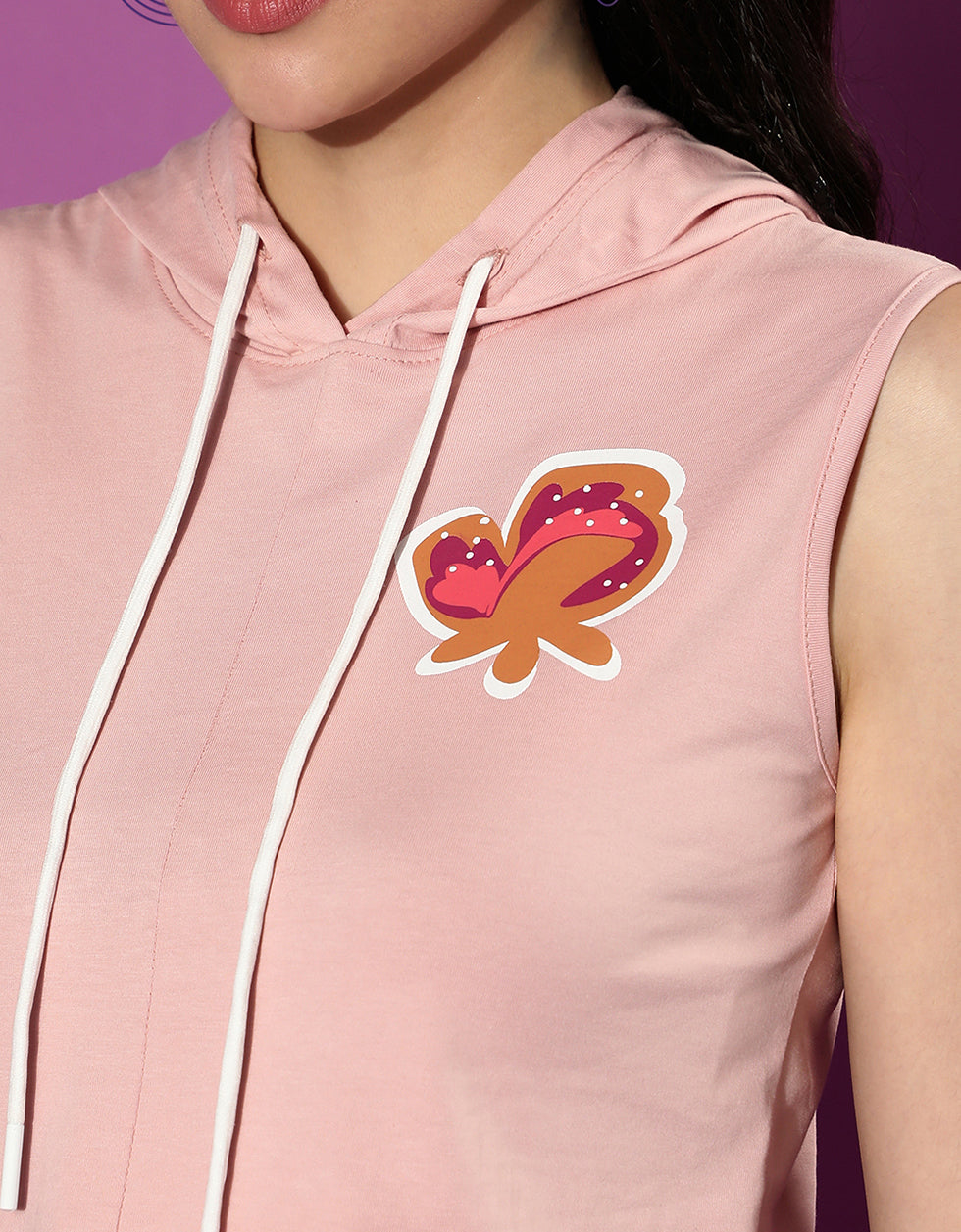 Pink Hooded Crop top With Trouser Co-Ords Set