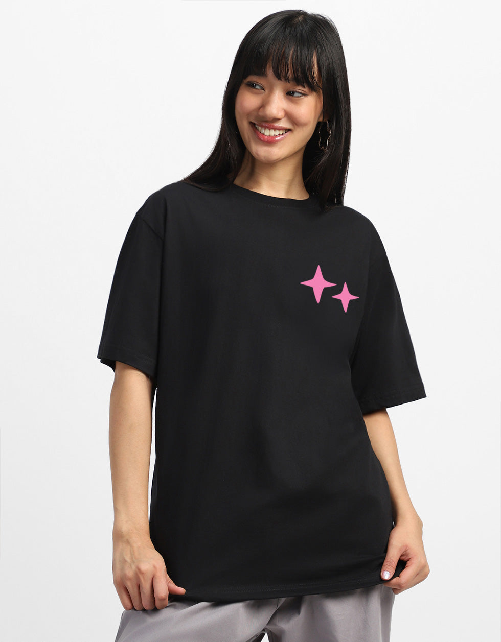 The Only Way Out Typographic Printed Oversized Fit Black T-Shirt