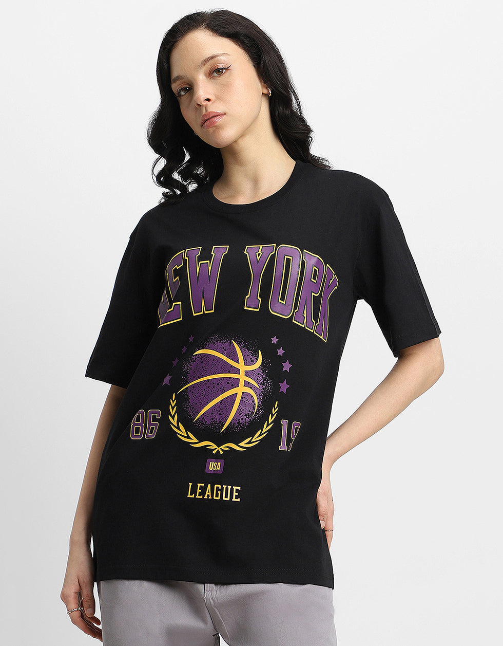 New York Black Oversized Graphic T-Shirt