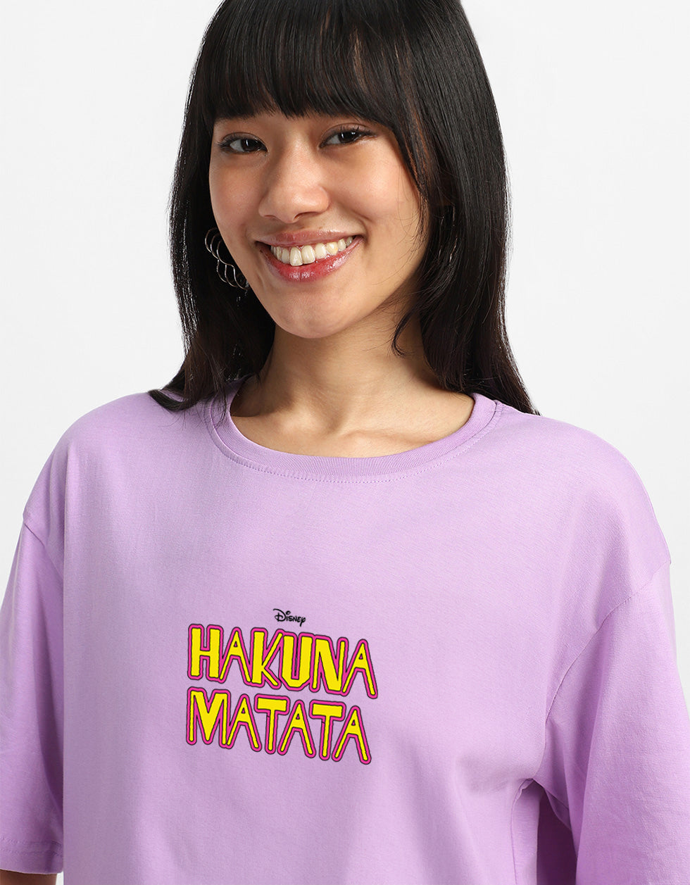 Hakuna Matata Lilac Oversized Graphic T-Shirt