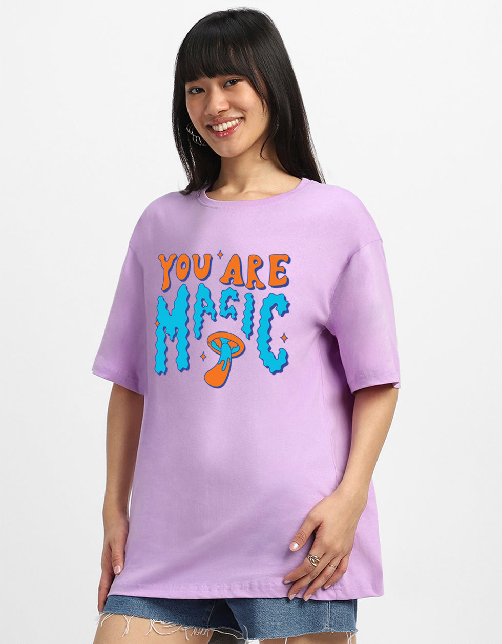 You Are Magic Typographic Oversized Fit Lilac T-Shirt