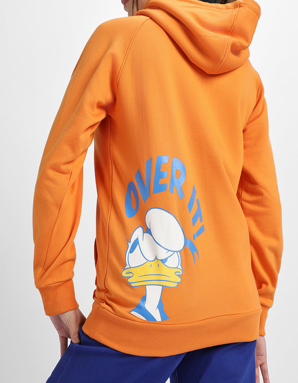 Donald Duck Graphic Printed Orange Regular Fit Hoodie