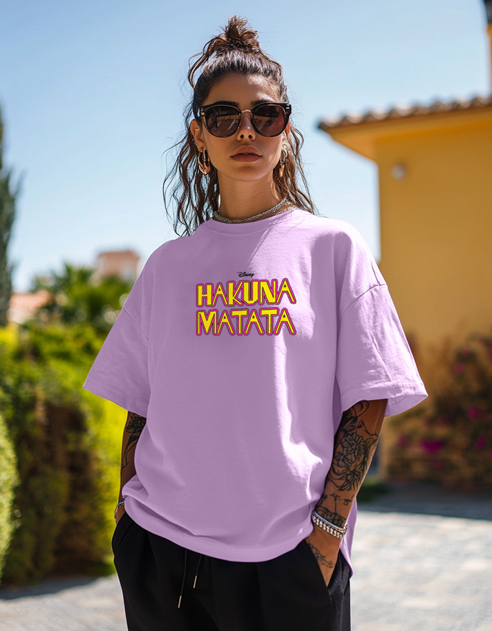 Hakuna Matata Lilac Oversized Graphic T-Shirt