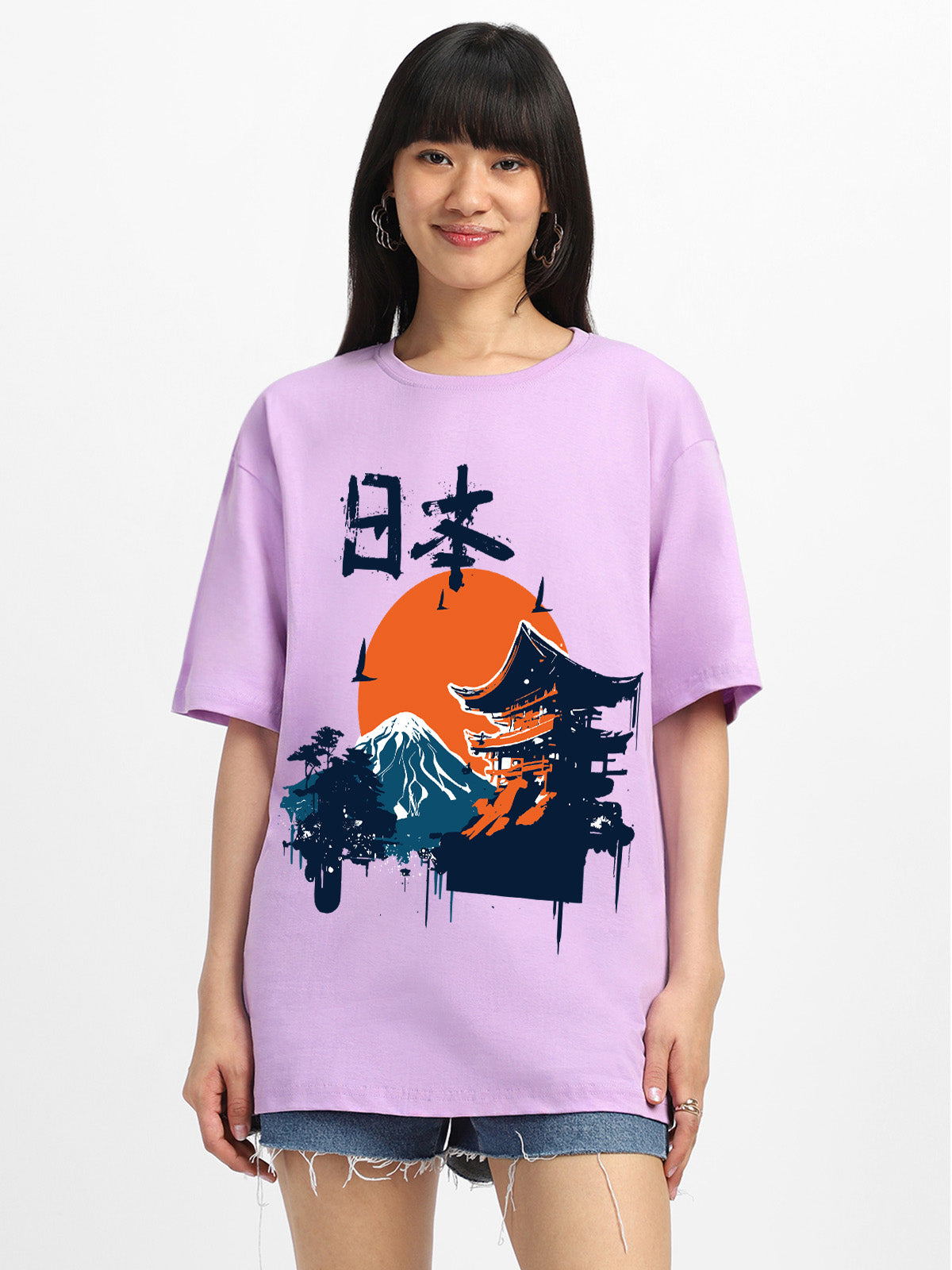 Nature Lilac Oversized Graphic T-Shirt