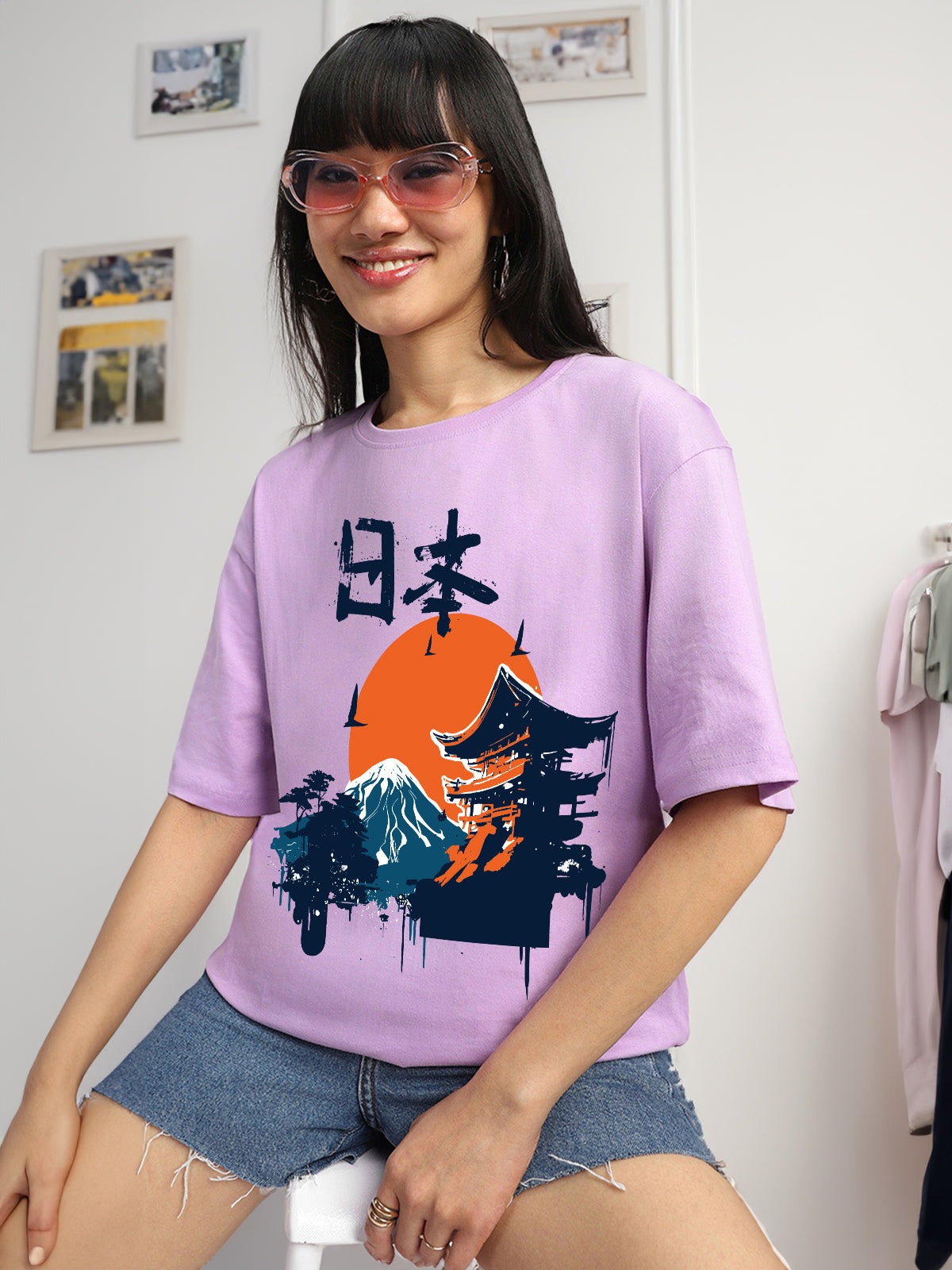 Nature Lilac Oversized Graphic T-Shirt