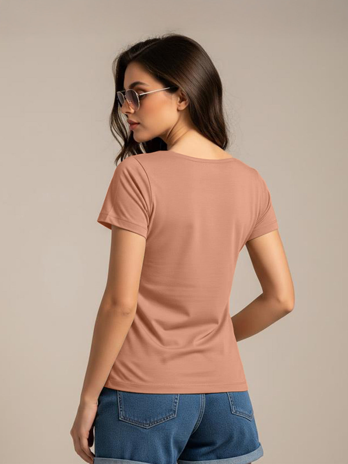 Cork Plain V-Neck Regular Fit T-Shirt