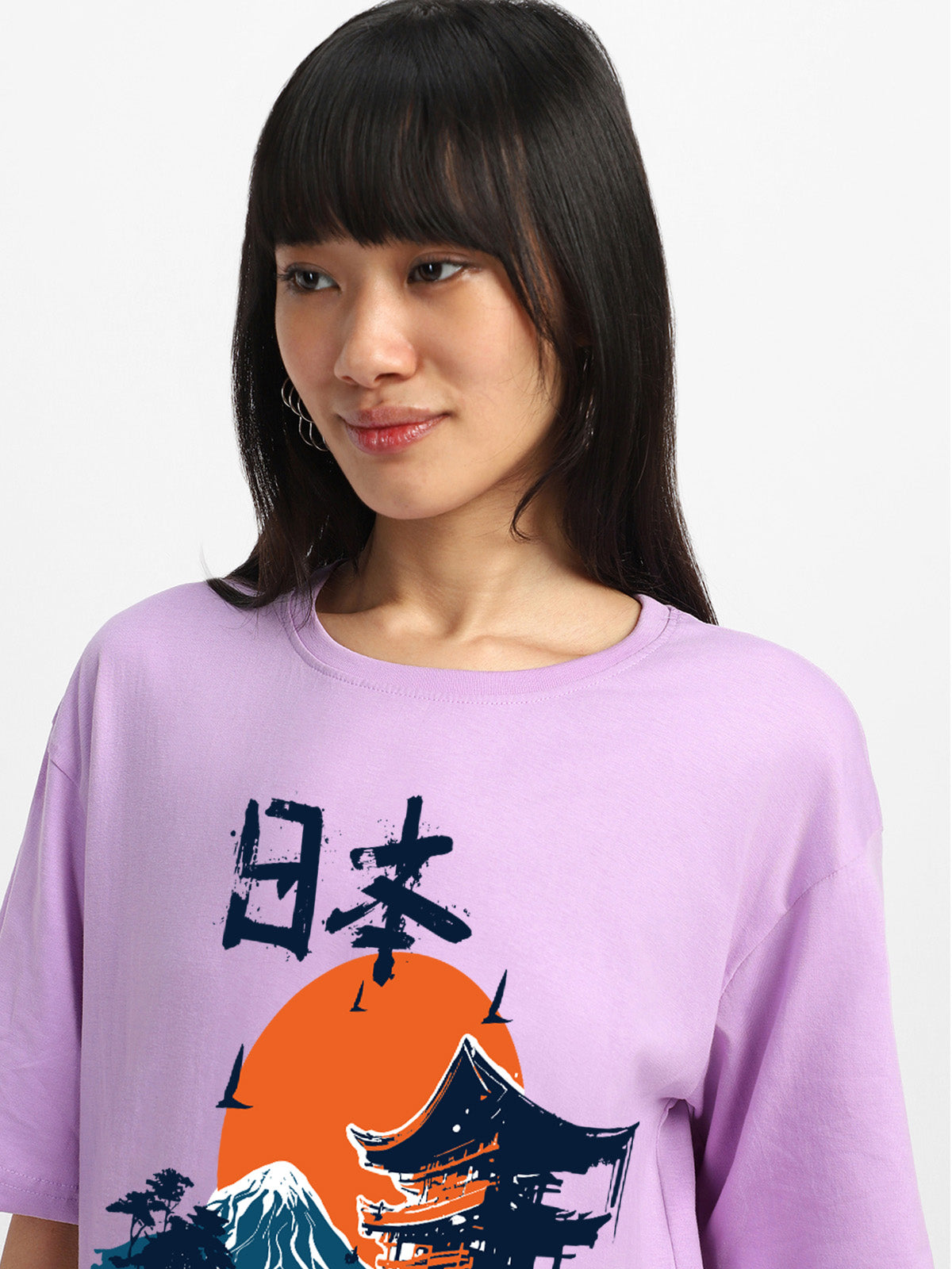 Nature Lilac Oversized Graphic T-Shirt