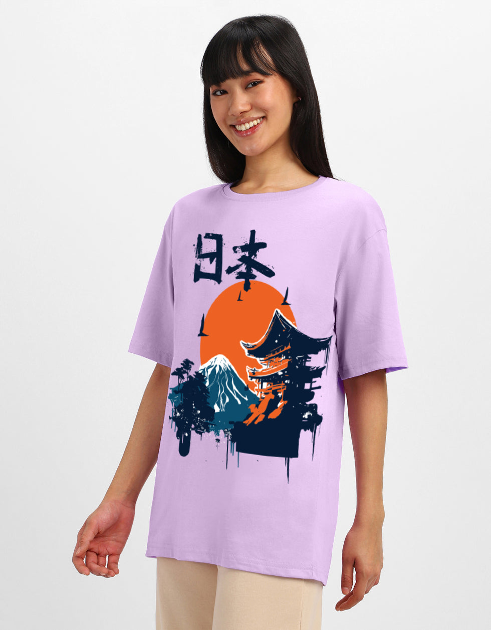 Nature Lilac Oversized Graphic T-Shirt