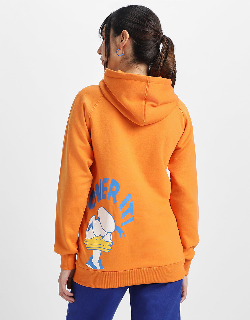 Donald Duck Graphic Printed Orange Regular Fit Hoodie