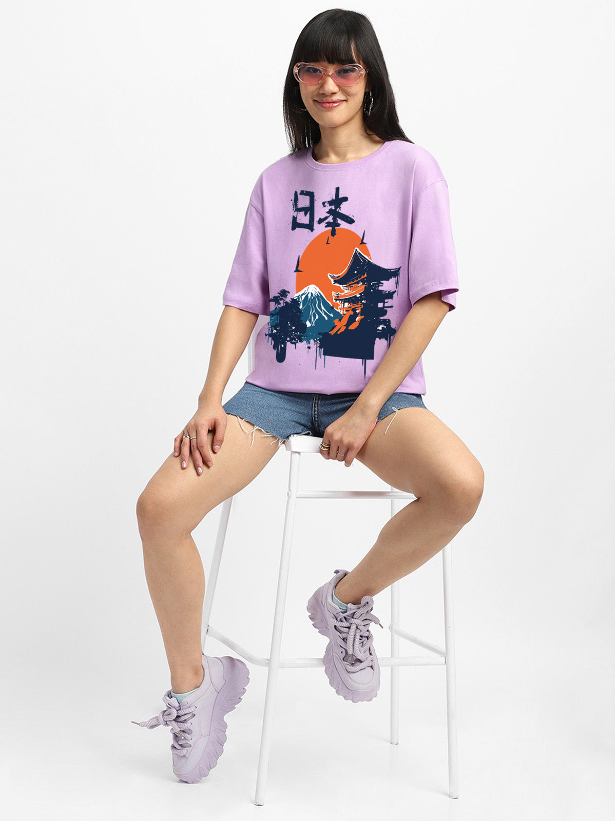 Nature Lilac Oversized Graphic T-Shirt