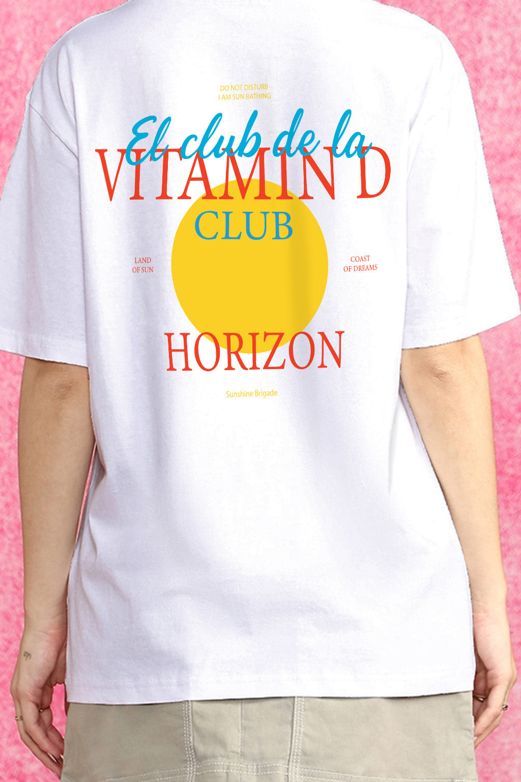 Vitamin D White Graphic Printed Oversized T-Shirt