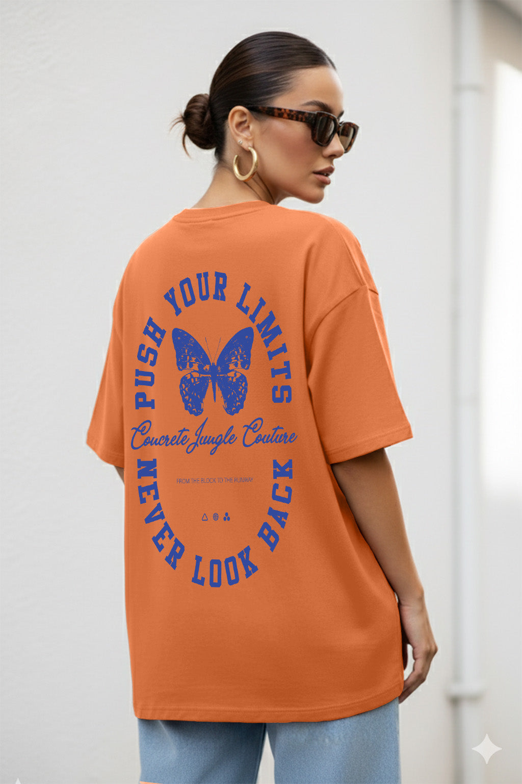 Push Your Limits Typographic Printed Oversized Fit Orange T-Shirt