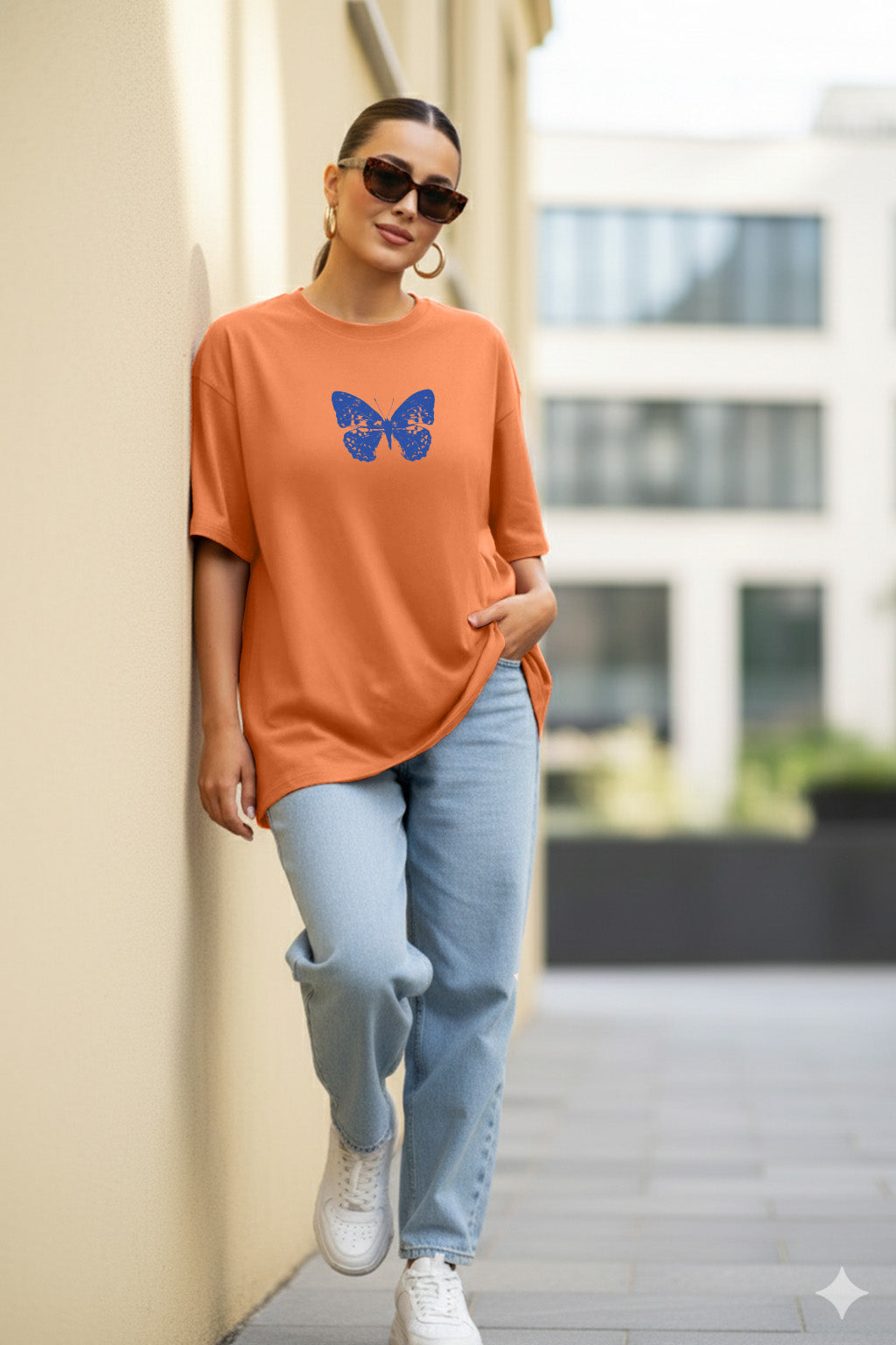 Push Your Limits Typographic Printed Oversized Fit Orange T-Shirt