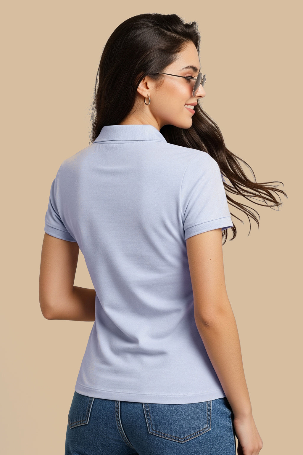 Lavender Plain Cotton Regular Slim Fit Polo T-Shirt