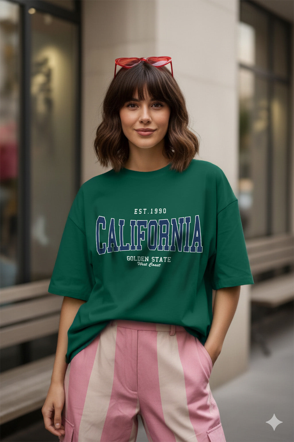 California Green Oversized Typographic T-Shirt