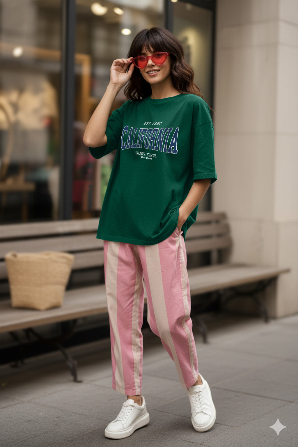 California Green Oversized Typographic T-Shirt