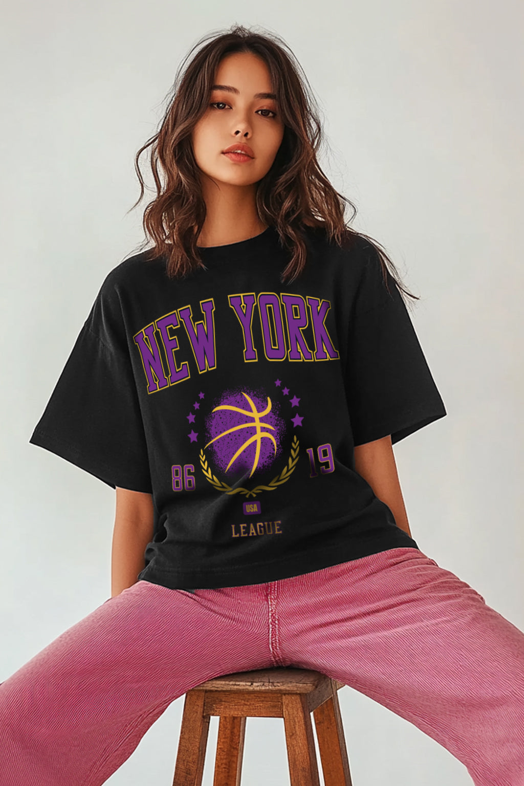 New York Black Oversized Graphic T-Shirt
