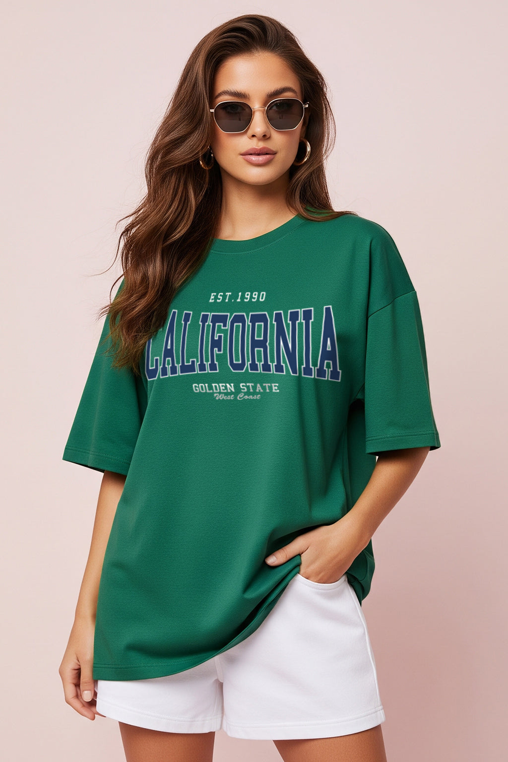 California Green Oversized Typographic T-Shirt