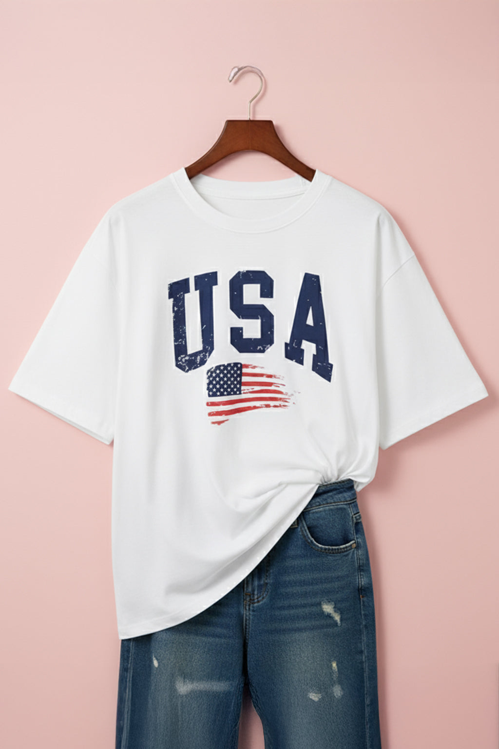 USA White Plus Size T-shirt