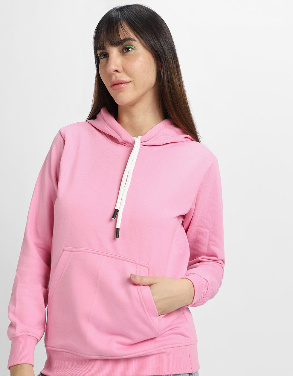 Plain Pink Regular Fit Hoodie