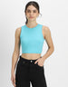 Blue Radiance Plain Round Neck Cropped Tank Top