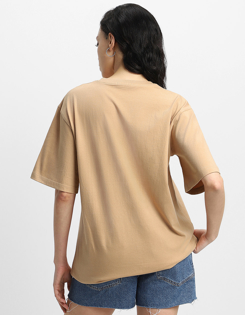 Nature Beige Oversized Graphic T-Shirt