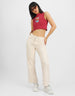 Red Graphic Printed High Neck Cropped Tank Top