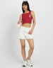 Red Graphic Printed Square Neck Cropped Tank Top