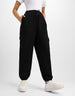 Black Solid Baggy Fit Cargo Jogger
