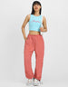 Blue Graphic Printed Round Neck Cropped Tank Top