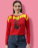 No Mercy Red Graphic Printed Crop-Top