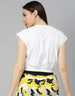 Phew White Graphic Printed Crop-Top