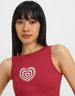 Red Graphic Printed Round Neck Cropped Tank Top