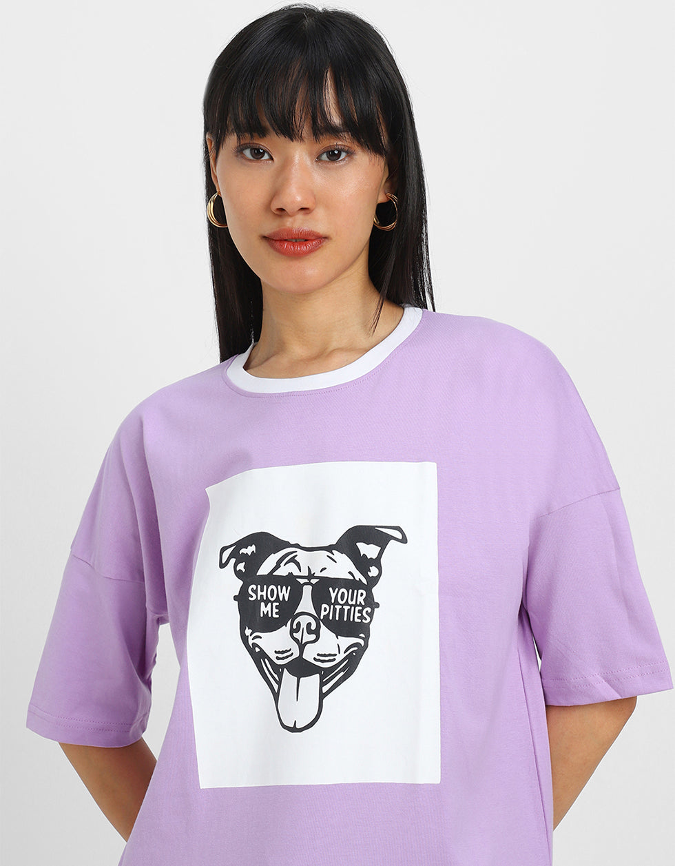 Show Me Patties Lilac Oversized Fit Graphic T-Shirt
