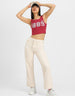 Red Graphic Printed Square Neck Cropped Tank Top