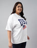 USA White Plus Size T-shirt