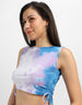 Purple Rose Floral Printed Regular Fit Crop-Top