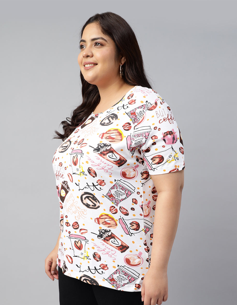 Coffee White Plus Size T-shirt