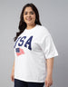 USA White Plus Size T-shirt