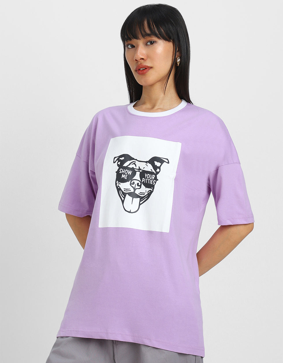 Show Me Patties Lilac Oversized Fit Graphic T-Shirt