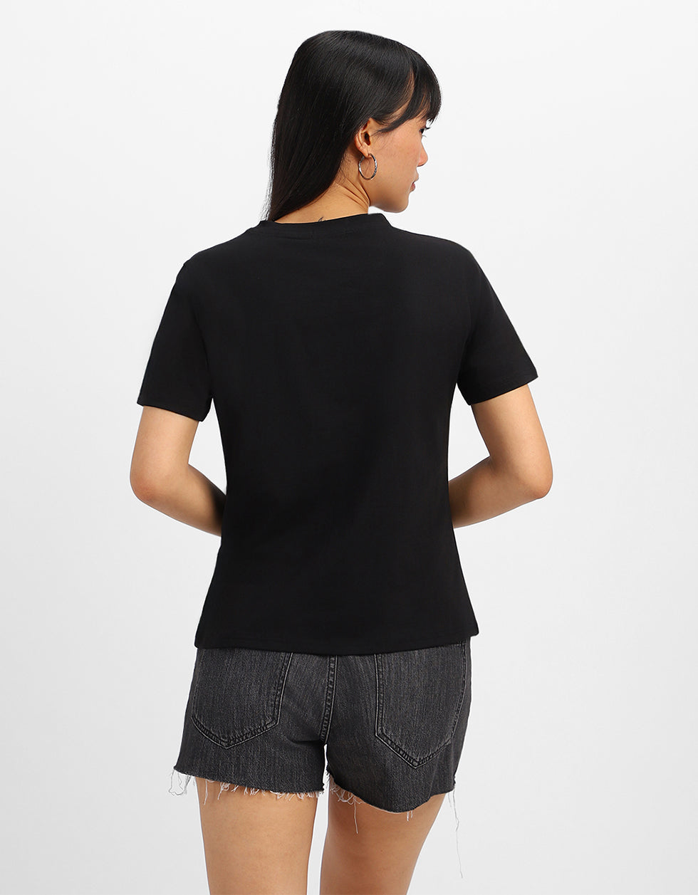 Black Plain V-Neck Regular Fit T-Shirt