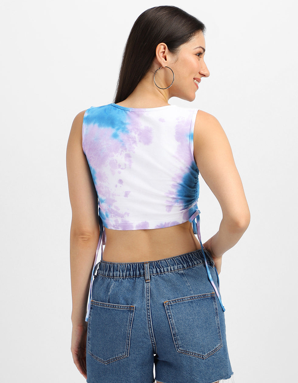 Purple Rose Floral Printed Regular Fit Crop-Top