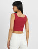 Red Graphic Printed Square Neck Cropped Tank Top
