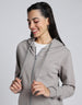 Plain Hooded Regular Fit Grey Zipper Jacket