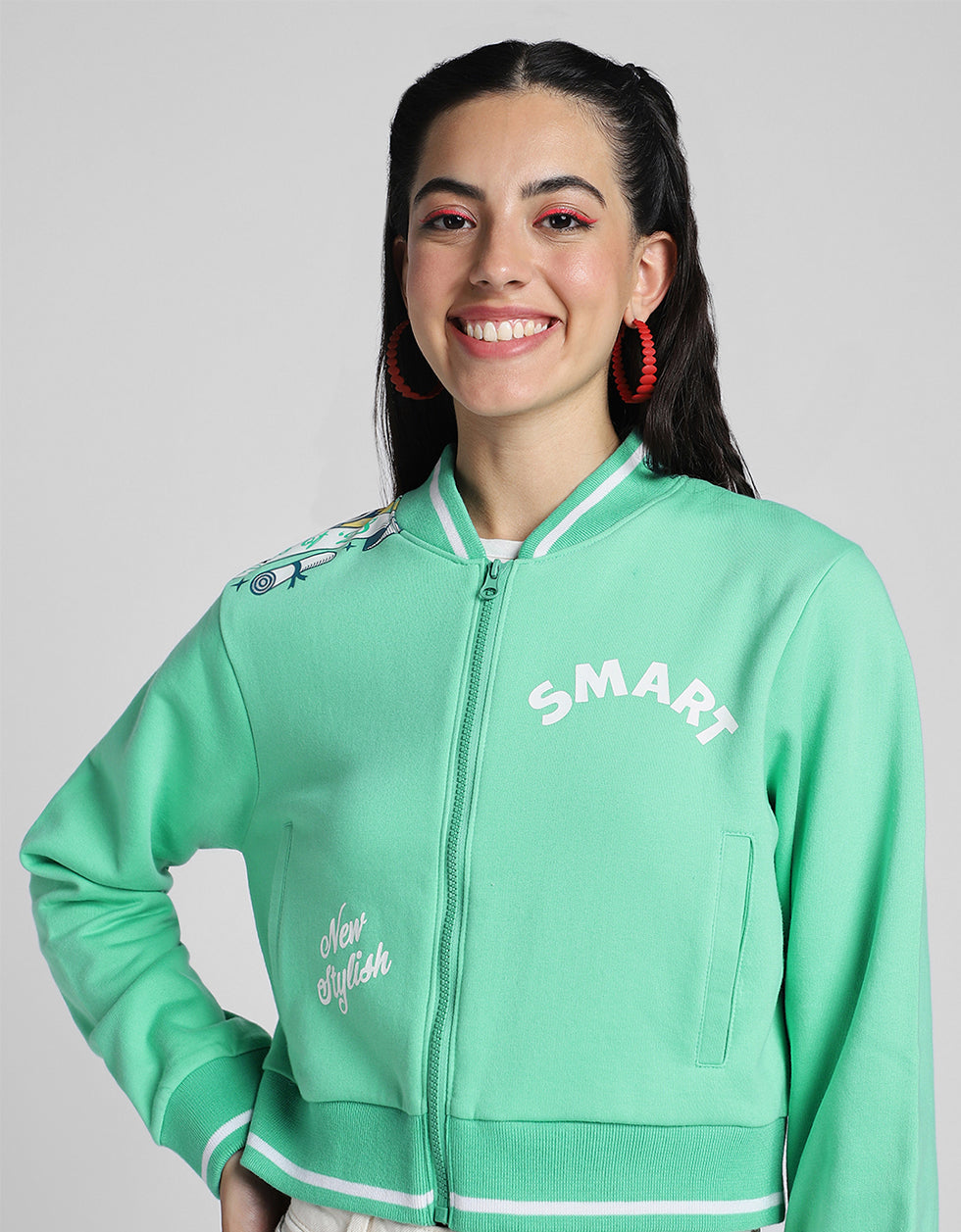 Minnie Mouse Graphic Printed Regular Fit Zipper Jacket