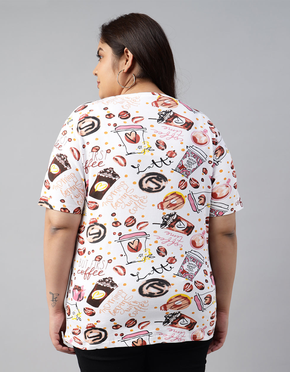 Coffee White Plus Size T-shirt