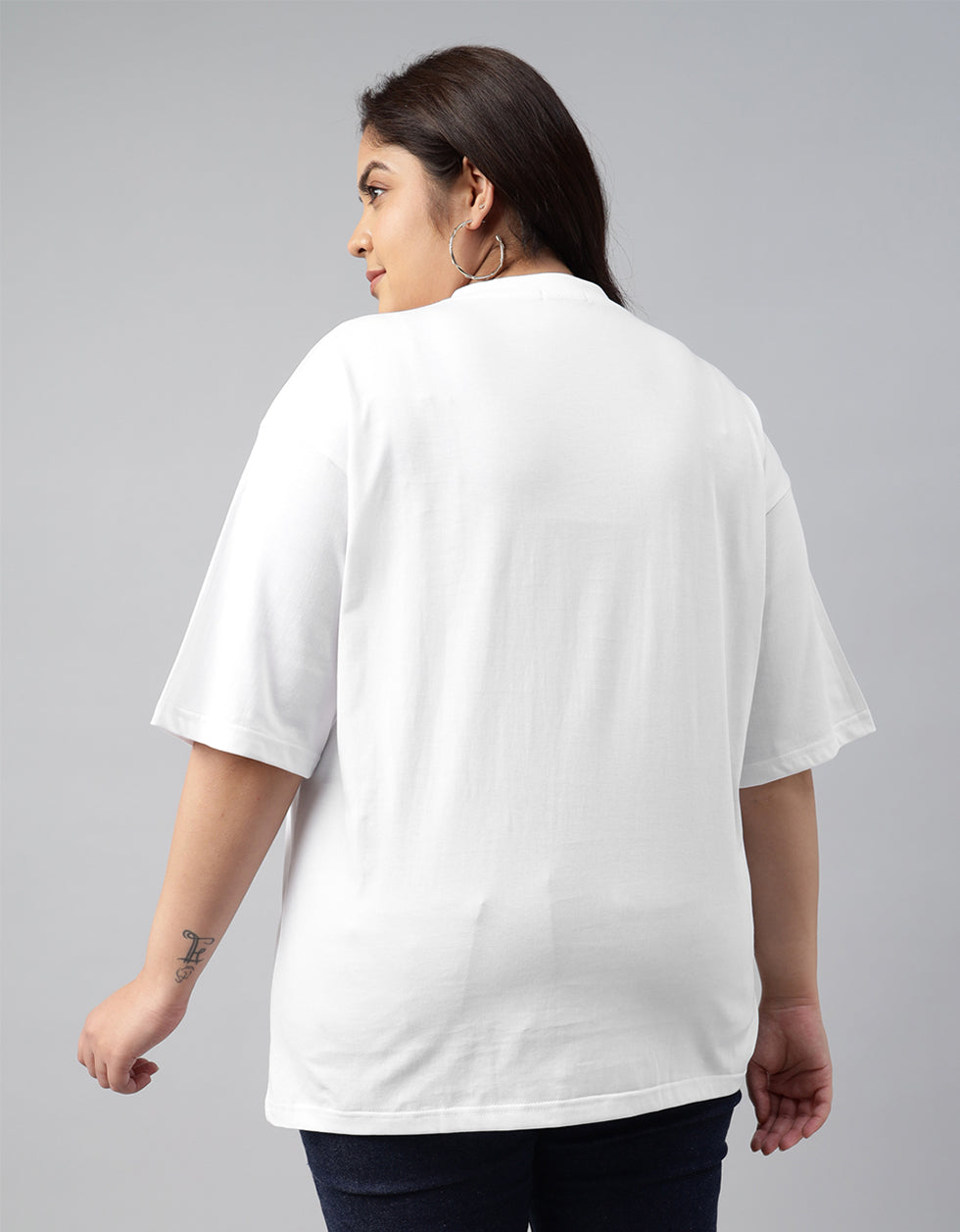 White Plain Plus Size T-shirt